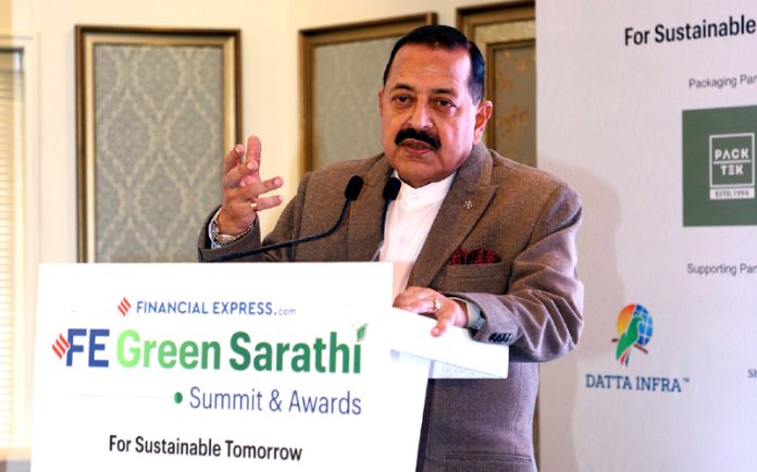 Union Minister Dr. Jitendra Singh addressing the “Green Summit” at New Delhi on Friday.