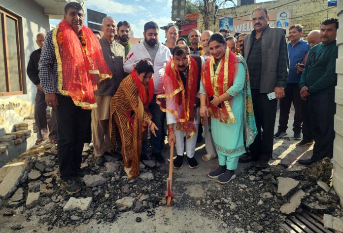 MLA Jammu, West, Arvind Gupta kick-starting development works in Ward 29 on Tuesday.