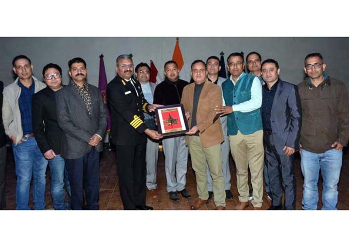 Former students of Sainik School posing for a group picture during an alumni meet held at Nagrota on Sunday.