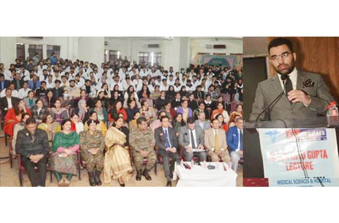 Secretary H&ME, Dr Syed Abid Rasheed Shah addressing faculty, staff and students at ASCOMS Jammu.