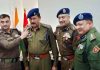 Officer being pinned with new rank during a piping ceremony at Jammu on Friday.