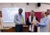 Prof Yash Pal receiving memento during international conference at the University of Calcutta.