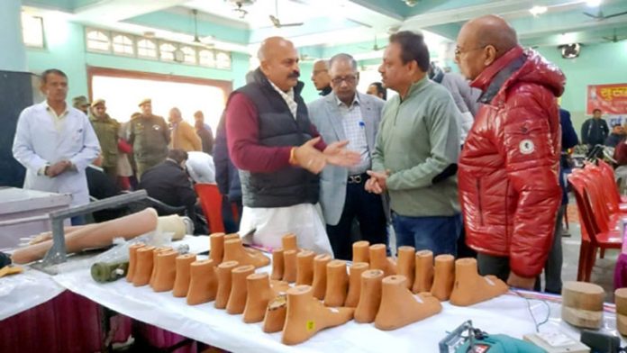 MLA, Yudhvir Sethi along with others after inaugurating Artificial Limbs camp in Jammu on Friday.