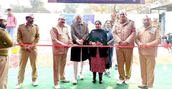 Blood donation camp being inaugurated at Pounichak on Sunday.