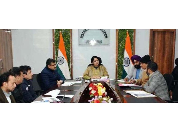 DC Udhampur Saloni Rai chairing a meeting on Friday.