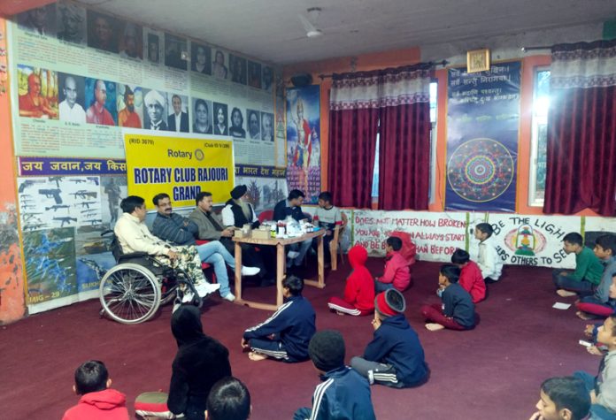 Students being examined during free medical camp by Rotary Club.