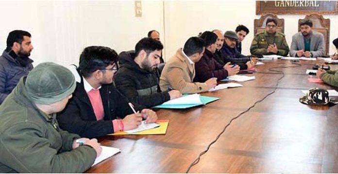 DC Ganderbal, Shyambir chairing a meeting.