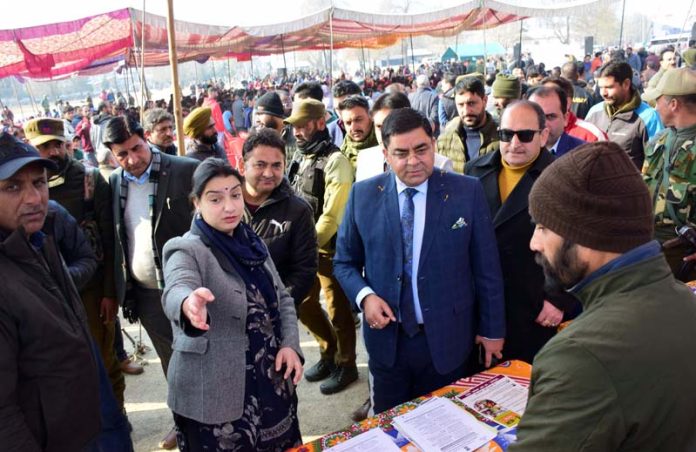 DC Kishtwar inspecting a stall during an event on Thursday.