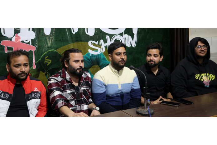 Anubhav, Co-founder of ZAP Events addressing a press conference at Jammu on Monday.