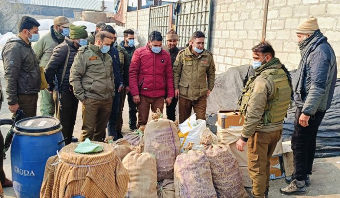 Narcotics kept for destruction through incineration in Sopore.