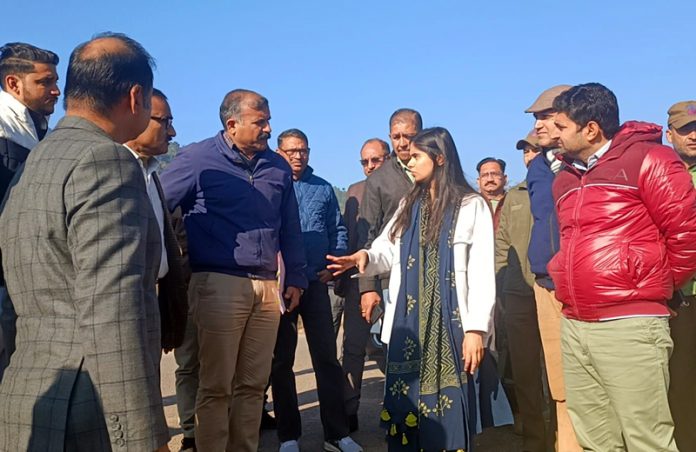 DC Reasi Nidhi Malik during a tour of ongoing construction of Expressway at Domail-Katra axis on Wednesday.