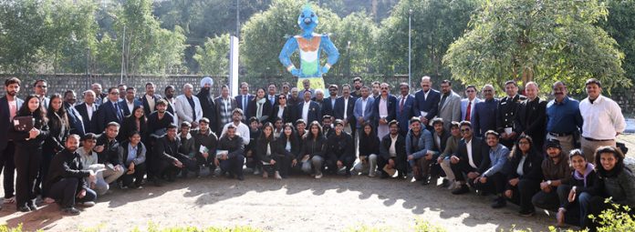 Chef-de-Missions from all States and Union Territories (UTs) pose for a group photograph during a meeting at the National Games Secretariat in Maharana Pratap Sports College, Dehradun.