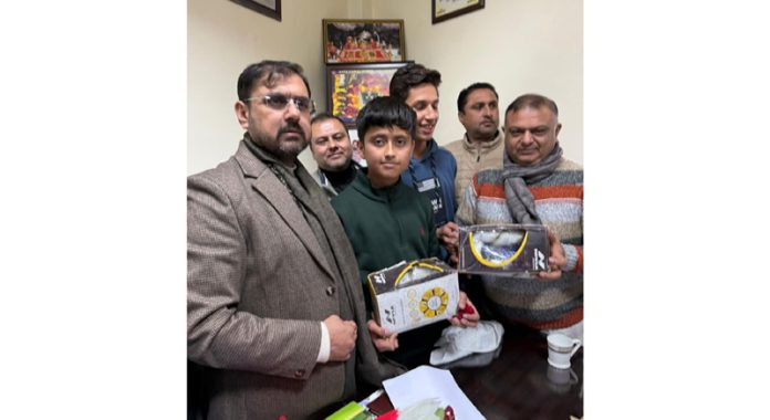 Akhnoor Tigers Football Club delegation during a meeting with Sports Minister, Satish Sharma.