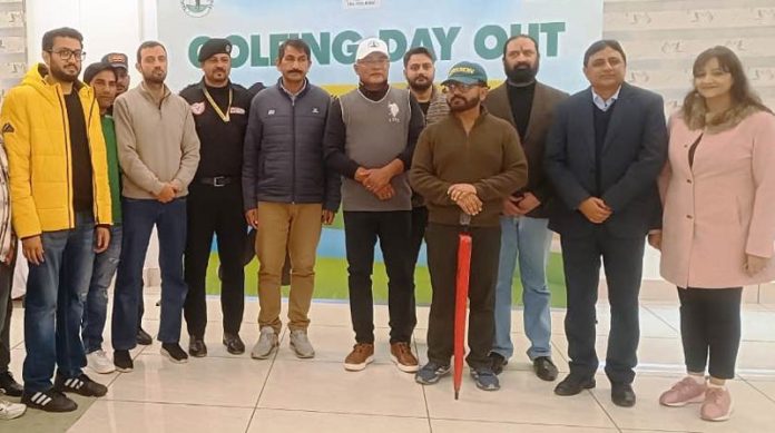 Dignitaries posing for a group photograph during Golfers day out New Year 2025 Golf Tournament at Jammu Tawi Golf Course on Sunday.