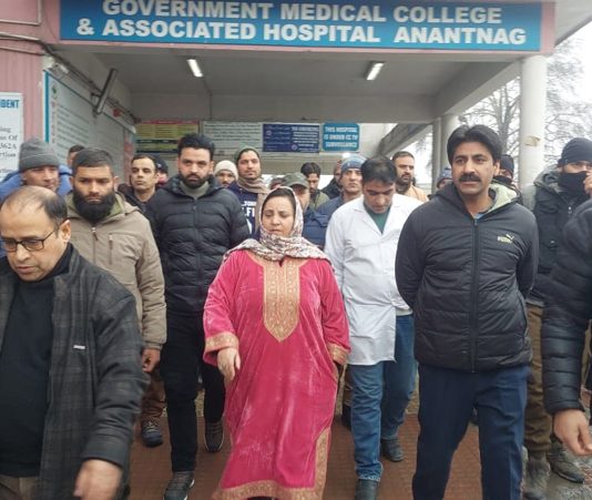 Minister Sakeena Itoo during inspection of GMC Anantnag.