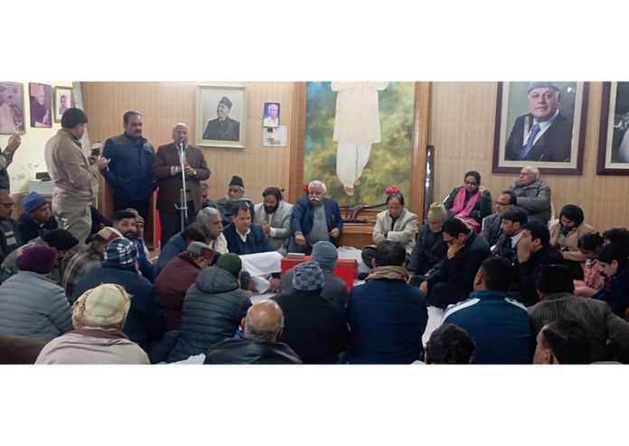 NC leaders during meeting at party office in Jammu on Wednesday.