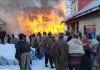 A scene of devastating fire at Warwan area of Kishtwar on Monday. -Excelsior/Tilak Raj