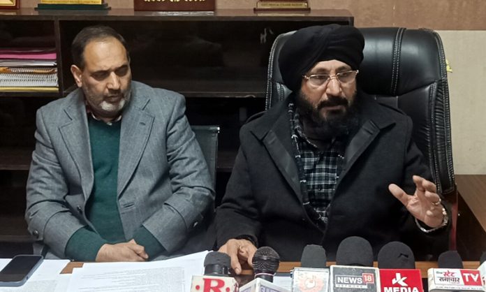 Principal, GMC Rajouri, Prof (Dr) A S Bhatia addressing media persons.