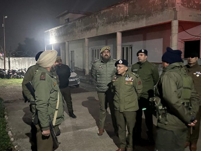 ADGP Jammu Zone Anand Jain interacting with police staff during visit to Samba and Kathua district on Monday.