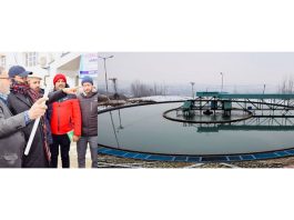 Minister Javed Ahmed Rana inspecting Water Treatment Plant in Ganderbal on Thursday.