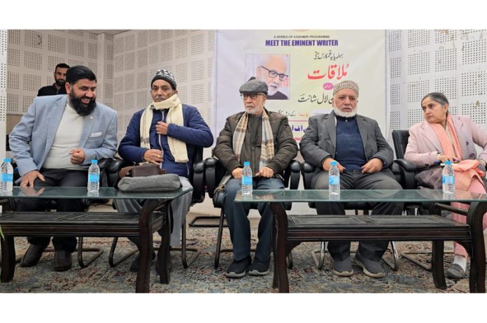 Dignitaries during programme ‘Meet the Eminent Writer’ organised by JKAACL in Jammu on Thursday.