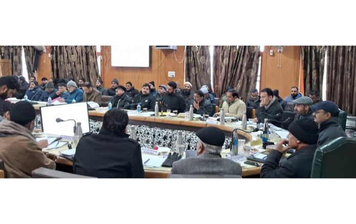 Minister Javed Ahmad Rana chairing a meeting on Friday.