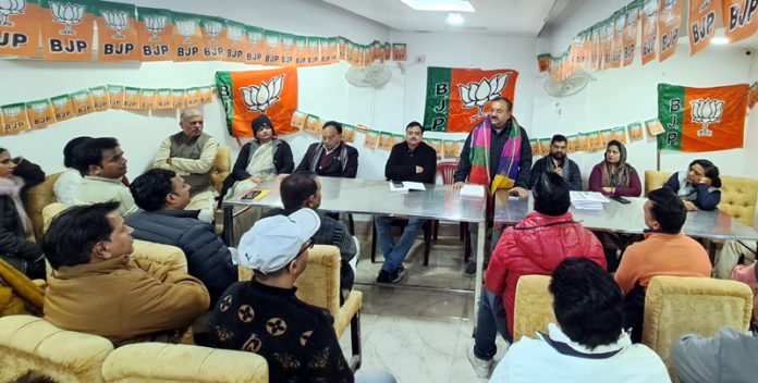 Senior BJP leader and MLA, Vikram Randhawa addressing a party meeting at New Delhi.