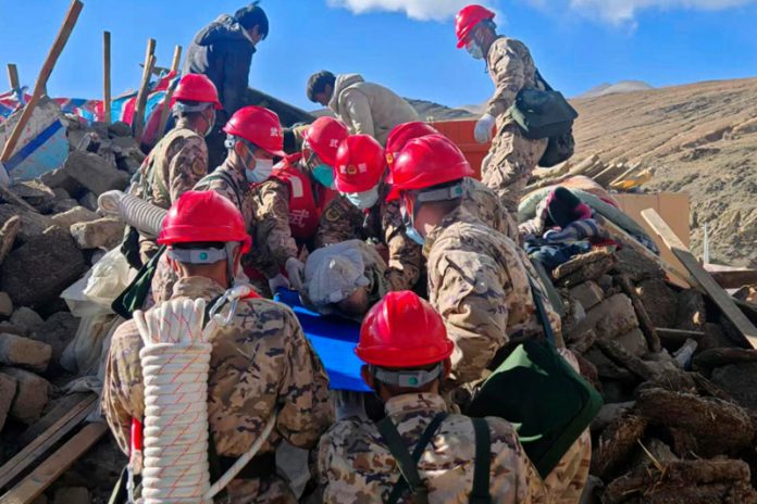 Tents arrive for survivors of earthquake in high-altitude, wintry Tibet that killed 126