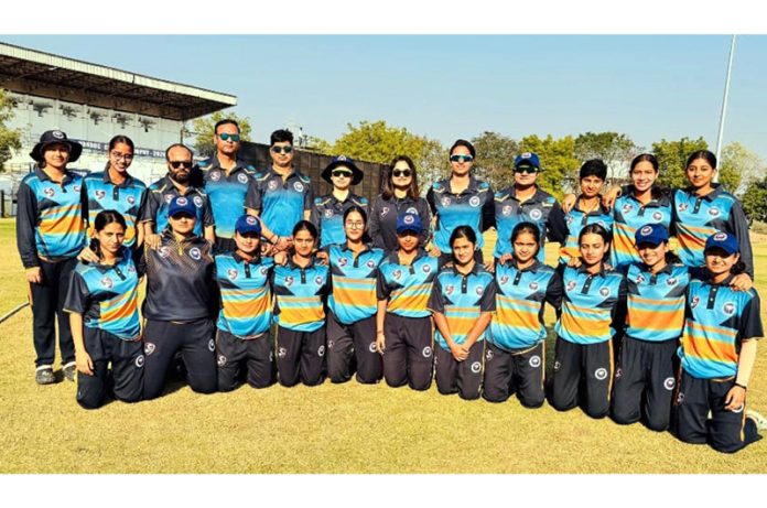 Women's U-19 Cricket team posing for group photograph.