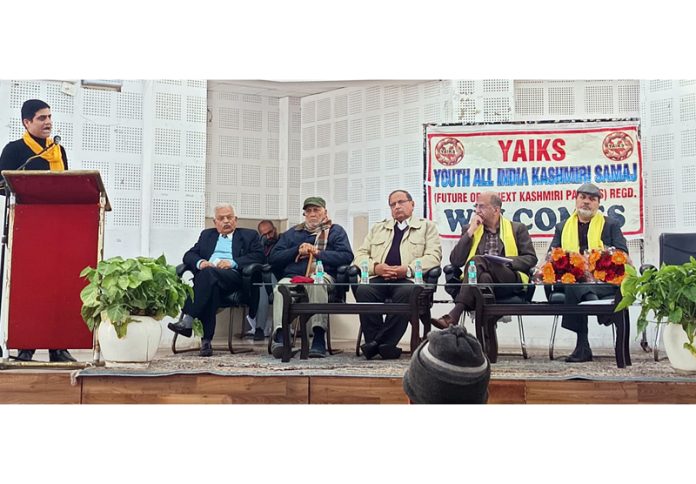 Advisor to CM, Nasir Aslam Wani and other dignitaries at a YAIKS Sammelan held at Jammu on Thursday.