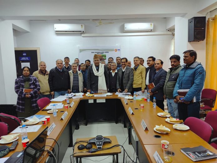 MP Gulam Ali Khatana with BSNL officers during review meeting on Tuesday.