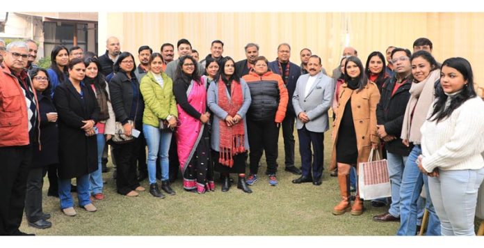 Union Minister Dr. Jitendra Singh in an informal luncheon interaction with media persons at his New Delhi residence on Saturday.