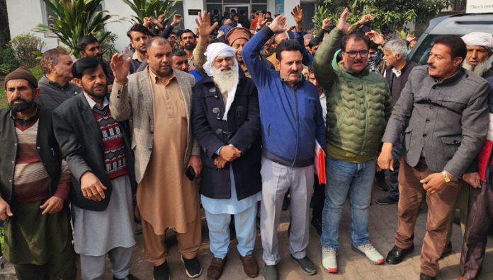 Muslim Migrants staging a demonstration in Jammu on Tuesday.