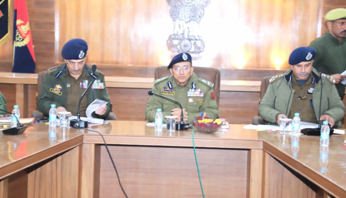 ADGP Jammu chairing a meeting on Monday.