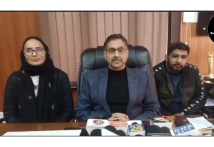 RTO Jammu Pankaj Bhagotra addressing a press conference on Thursday.