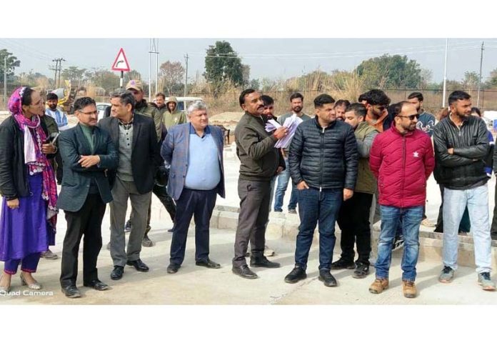 Transport Commissioner along with officials of MVD inspecting driving skill tests at Kot Bhalwal on Tuesday.