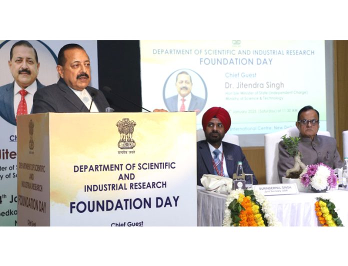 Union Minister Dr Jitendra Singh addressing a function in New Delhi on Sunday.