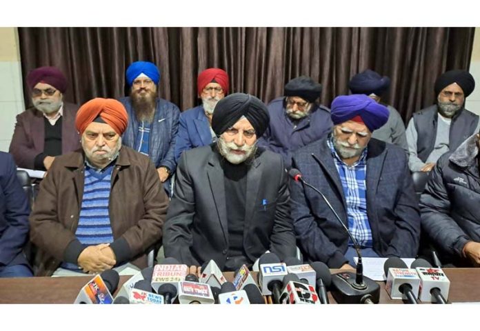 Leaders of PoJK displaced persons during a press conference at Jammu.