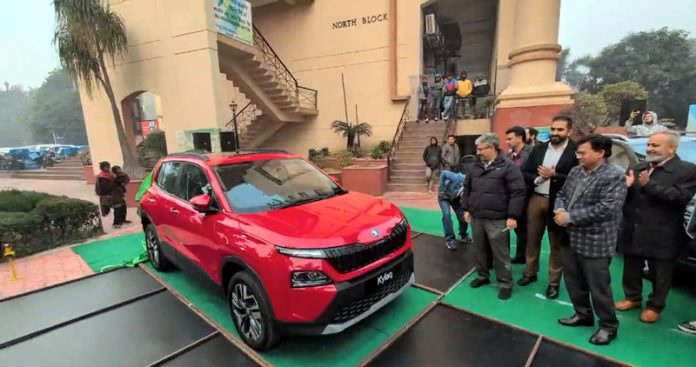 Guests during the launch of Skoda Kylaq by Wheelocity Skoda at Bahu Plaza, Jammu.