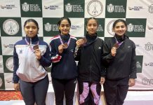 J&K Fencers posing with their medals at the 19th Cadet National Fencing Championship in Rudrapur, Uttarakhand.