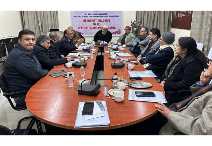 AIKS leaders during a meeting at New Delhi on Sunday.