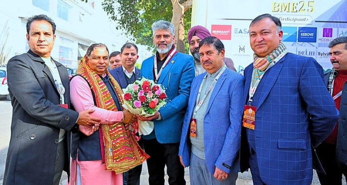 Sat Sharma, president BJP J&K inaugurating Building Material Exhibition in Jammu on Friday. —Excelsior/Rakesh