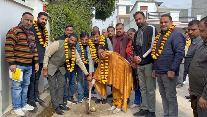 MLA Jammu West, Arvind Gupta inaugurating development works in Ward No 40 on Wednesday.