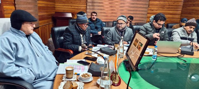 Minister Javid Ahmad Dar chairing a meeting on Friday.