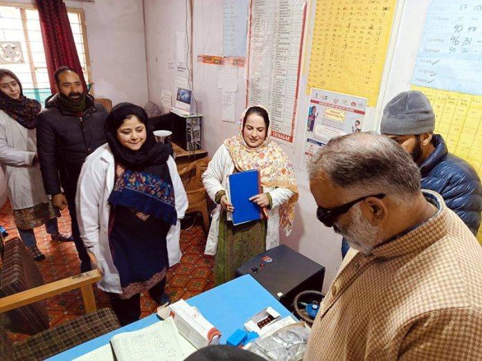 MLA Hazratbal Salman Ali Sagar during visit to Gousia Hospital in Srinagar.