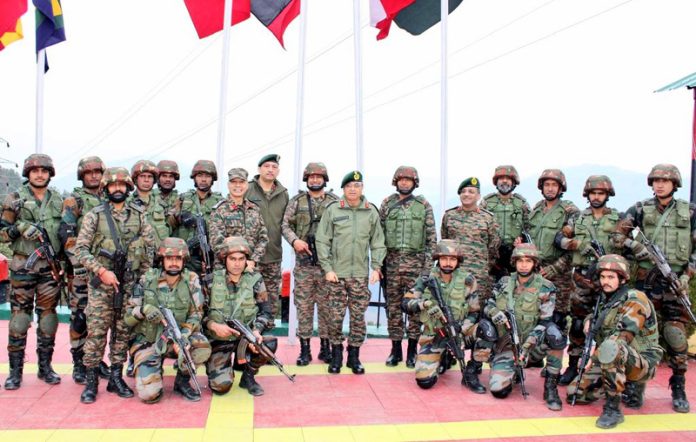 GOC Lt Gen Naveen Sachdeva during his visit in Rajouri sector on Tuesday.