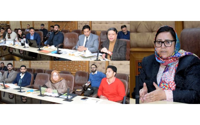 Minister Sakeena Itoo chairing a meeting on Tuesday.