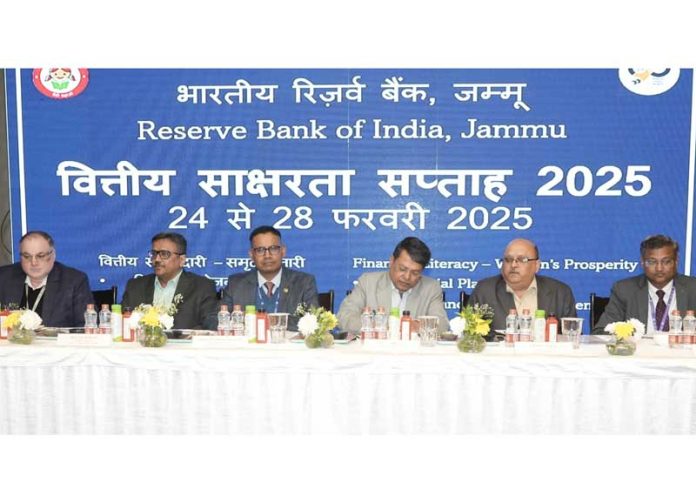 Dignitaries during a programme under Financial Literacy Week 2025 in Jammu.