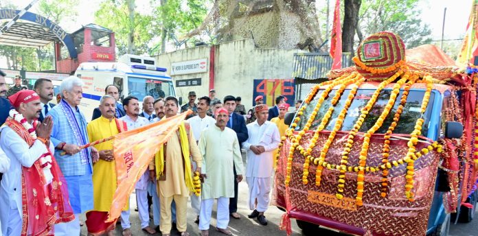 LG Sinha Flags Off Mata Vaishno Devi Pracheen Marg Yatra