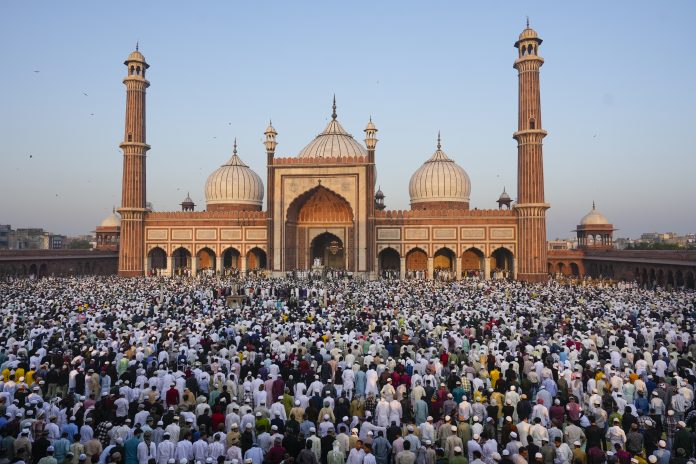 Devotees offer prayers at Delhi's Jama Masjid on Eid amid tight security
